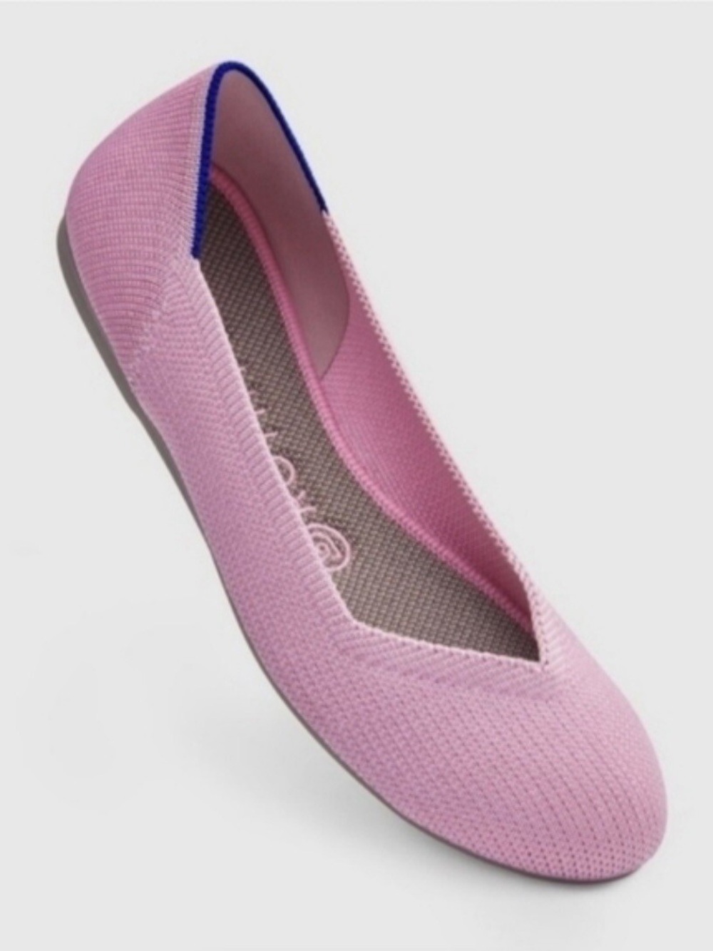 Rothy’sPink Knit Ballet Flat with Blue Trim - Women's Slip-On